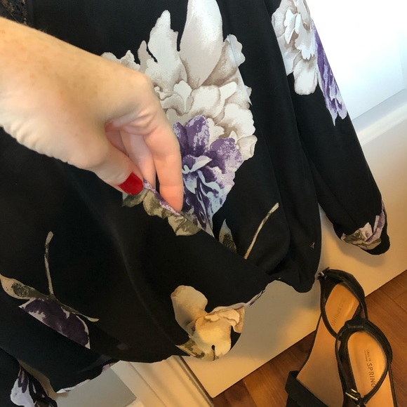 Wrap Front Floral Blouse - Picture 6 of 7